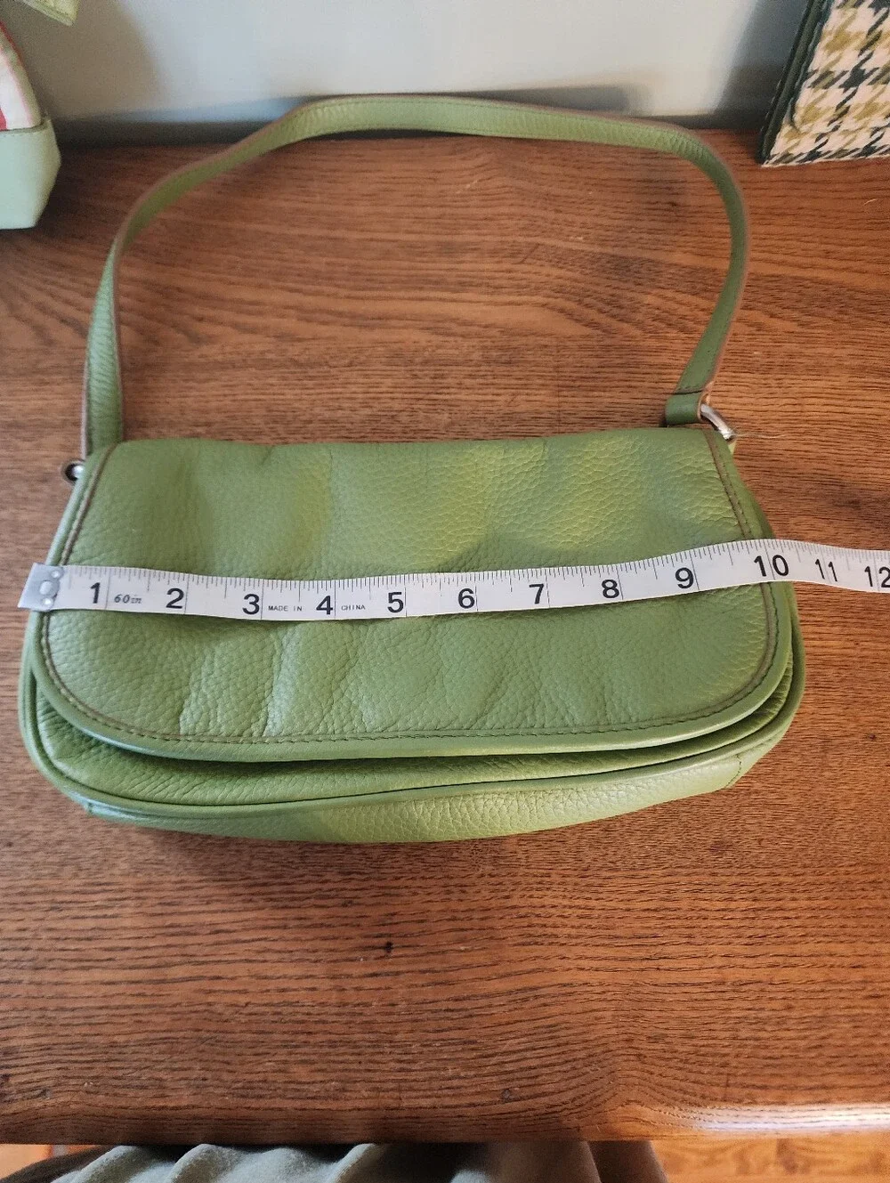 Wilsons Green Leather Bag & Longaberger Pouch W/free Wallet